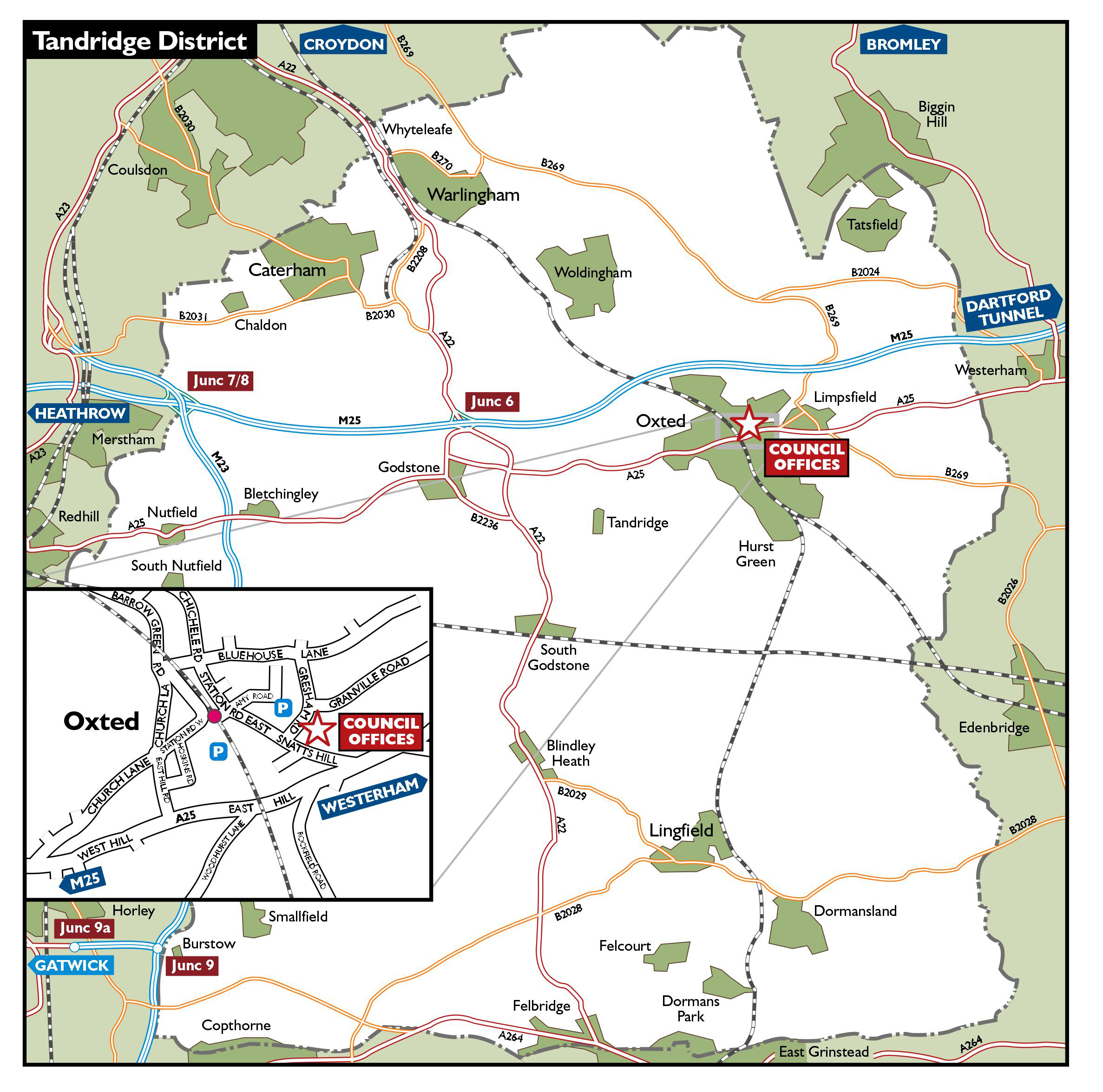 Map of the Tandridge district